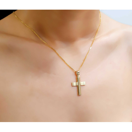 Χρυσός ανδρικός σταυρός με αλυσίδα 14 Καρατίων