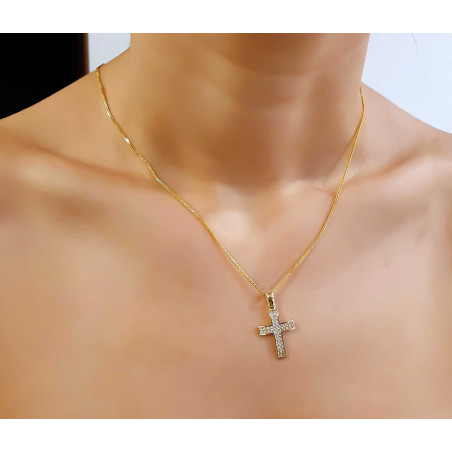 Χρυσός γυναικείος σταυρός με αλυσίδα 14 Καρατίων