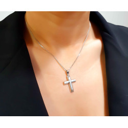 Λευκόχρυσος αντρικός σταυρός 14 Καρατίων