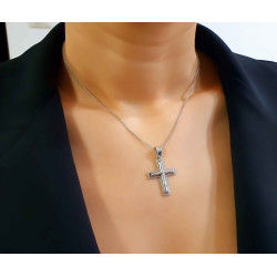 Λευκόχρυσος αντρικός σταυρός 14 Καρατίων