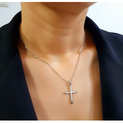 Λευκόχρυσος ανδρικός σταυρός 14 Καρατίων