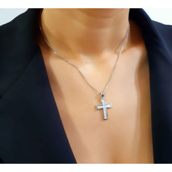 Λευκόχρυσος αντρικός σταυρός 14 Καρατίων