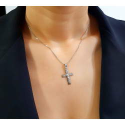 Λευκόχρυσος αντρικός σταυρός 14 Καρατίων