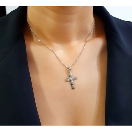 Λευκόχρυσος αντρικός σταυρός 14 Καρατίων