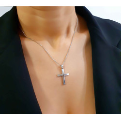 Λευκόχρυσος αντρικός σταυρός 14 Καρατίων