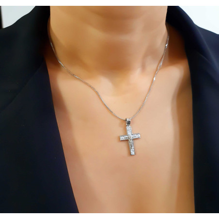Λευκόχρυσος αντρικός σταυρός 14 Καρατίων