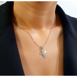 Λευκόχρυσος ανδρικός σταυρός 14 Καρατίων