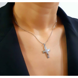 Λευκόχρυσος αντρικός σταυρός 14 Καρατίων