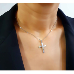Λευκόχρυσος ανδρικός σταυρός 14 Καρατίων