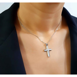 Λευκόχρυσος αντρικός σταυρός 14 Καρατίων