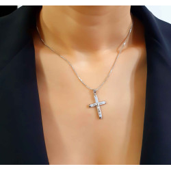 Λευκόχρυσος ανδρικός σταυρός 14 Καρατίων