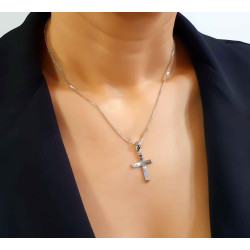 Λευκόχρυσος αντρικός σταυρός 14 Καρατίων