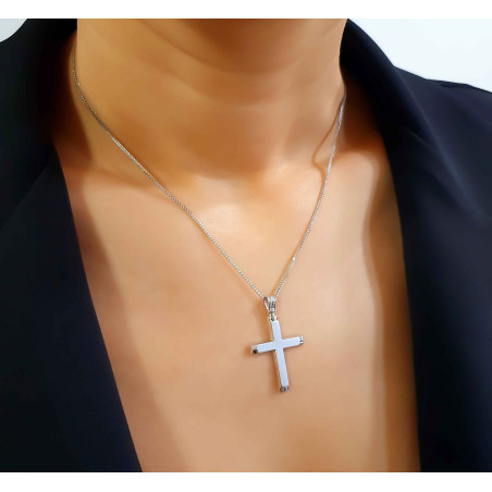 Λευκόχρυσος ανδρικός σταυρός 14 Καρατίων