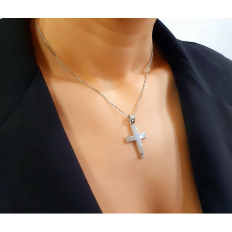 Λευκόχρυσος αντρικός σταυρός 14 Καρατίων