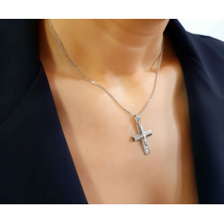 Λευκόχρυσος αντρικός σταυρός 14 Καρατίων