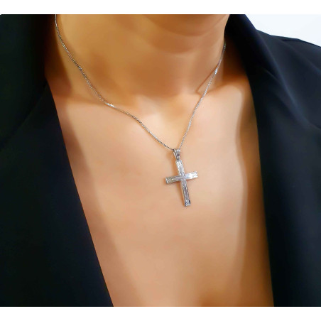 Λευκόχρυσος ανδρικός σταυρός 14 Καρατίων