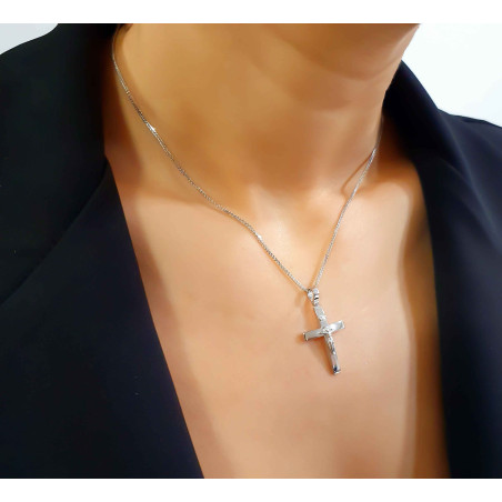 Λευκόχρυσος αντρικός σταυρός 14 Καρατίων