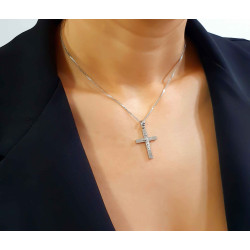 Λευκόχρυσος αντρικός σταυρός 14 Καρατίων