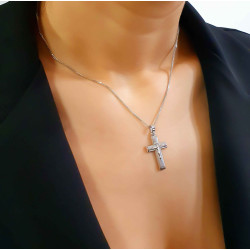 Λευκόχρυσος αντρικός σταυρός 14 Καρατίων