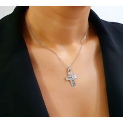 Λευκόχρυσος ανδρικός σταυρός 14 Καρατίων