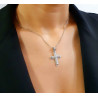 Λευκόχρυσος ανδρικός σταυρός με αλύσιδα 14 Καρατίων