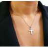 Λευκόχρυσος ανδρικός σταυρός με αλύσιδα 14 Καρατίων