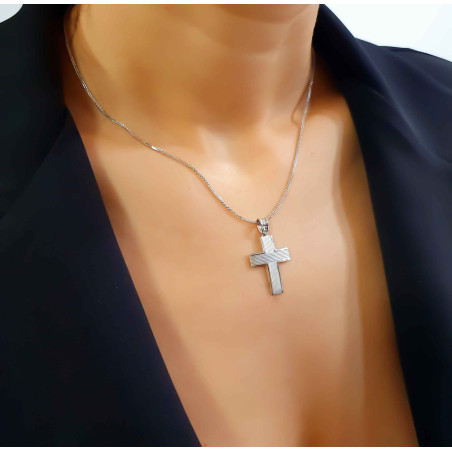 Λευκόχρυσος αντρικός σταυρός 14 Καρατίων