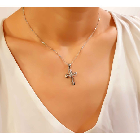 Λευκόχρυσος γυναικείος σταυρός 14 Καρατίων
