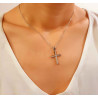 Λευκόχρυσος γυναικείος σταυρός με αλυσίδα 14 Καρατίων