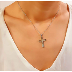 Λευκόχρυσος γυναικείος σταυρός 14 Καρατίων