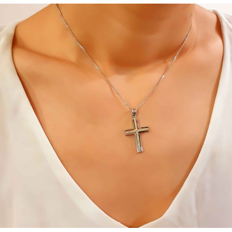 Λευκόχρυσος γυναικείος σταυρός 14 Καρατίων