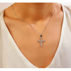 Λευκόχρυσος γυναικείος σταυρός 14 Καρατίων