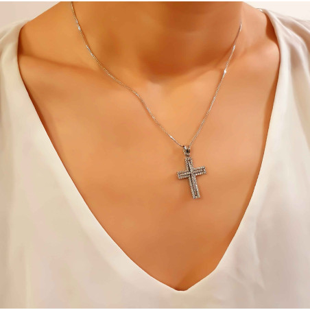 Λευκόχρυσος γυναικείος σταυρός 14 Καρατίων