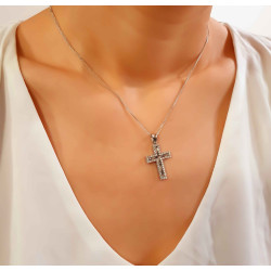Λευκόχρυσος γυναικείος σταυρός 14 Καρατίων