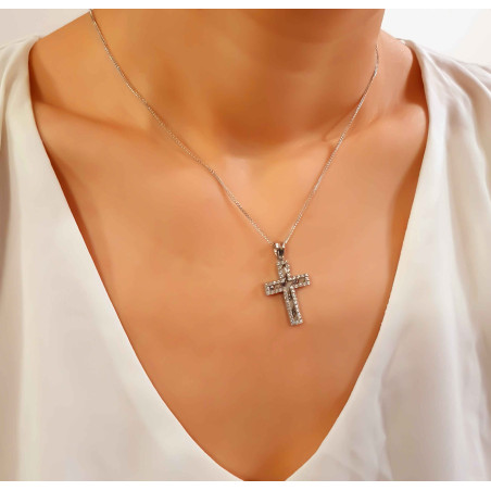 Λευκόχρυσος γυναικείος σταυρός 14 Καρατίων