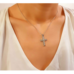 Λευκόχρυσος γυναικείος σταυρός 14 Καρατίων