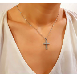 Λευκόχρυσος γυναικείος σταυρός 14 Καρατίων