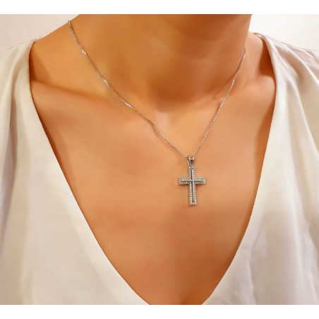 Λευκόχρυσος γυναικείος σταυρός 14 Καρατίων