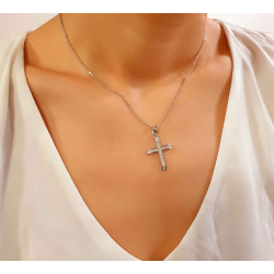 Λευκόχρυσος γυναικείος σταυρός 14 Καρατίων