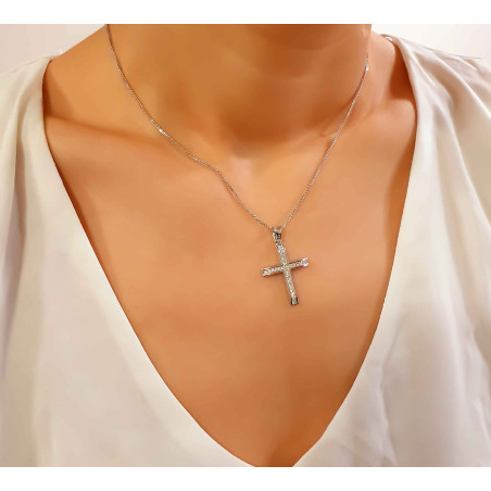 Λευκόχρυσος γυναικείος σταυρός 14 Καρατίων