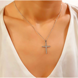 Λευκόχρυσος γυναικείος σταυρός 14 Καρατίων
