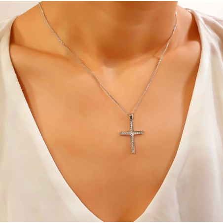 Λευκόχρυσος γυναικείος σταυρός 14 Καρατίων