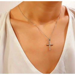 Λευκόχρυσος γυναικείος σταυρός 14 Καρατίων