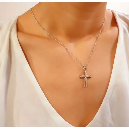 Λευκόχρυσος γυναικείος σταυρός 14 Καρατίων