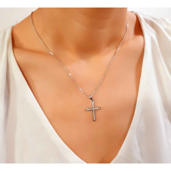 Λευκόχρυσος γυναικείος σταυρός 14 Καρατίων