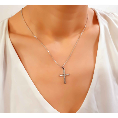 Λευκόχρυσος γυναικείος σταυρός 14 Καρατίων