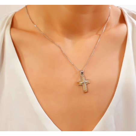 Λευκόχρυσος γυναικείος σταυρός 14 Καρατίων