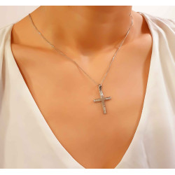 Λευκόχρυσος γυναικείος σταυρός 14 Καρατίων
