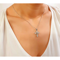 Λευκόχρυσος γυναικείος σταυρός 14 Καρατίων