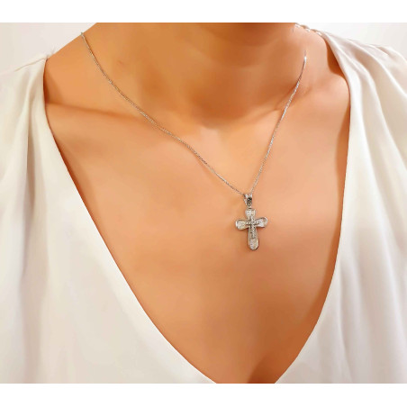 Λευκόχρυσος γυναικείος σταυρός 14 Καρατίων